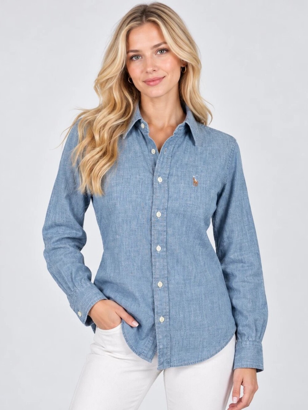 NWT Polo Ralph Lauren 4 Lightweight Slim Fit Chambray Shirt Old Money Preppy